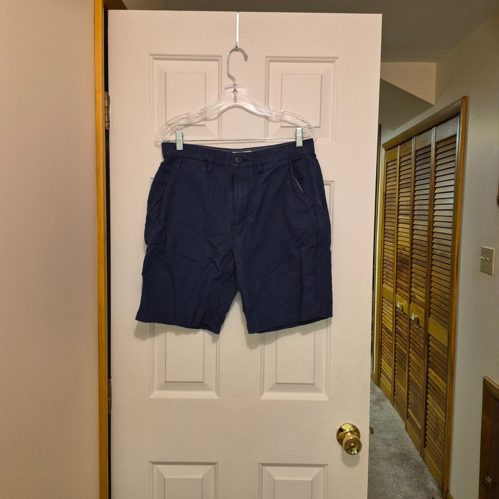 Weatherproof Mens Navy Blue Chino Shorts Size 32 Flat Front Casual Summer Cotton